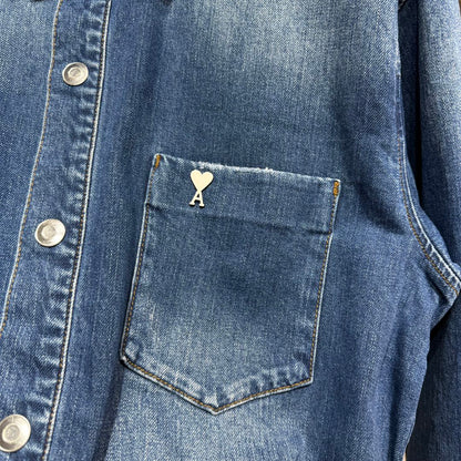 아밍 / 아미 셔츠 ,  아미의 루즈핏 워싱 및 디스트레스드 데님셔츠