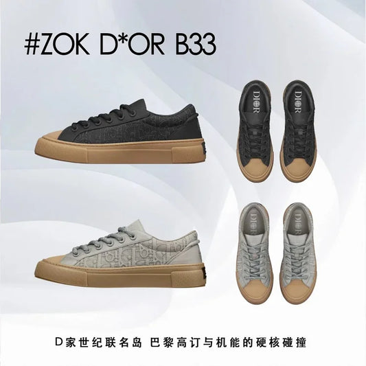 ZOK / 디올,스톤 스니커즈 , B33 콜라보 아일랜드 CD 블랙/그레이