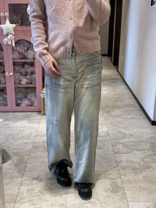 꼬부기 / 아크네스튜디오 청바지 , 25ss1981m/라이트블루워싱캣츠컷데님팬츠