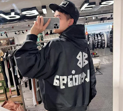 꼬부기 / 발렌시아가 후드티 ,  B24fw흑실버테이프프린트누비후드/3D입체컷팅/히든포켓