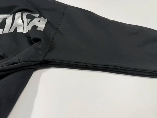 꼬부기 / 발렌시아가 후드티 ,  B24fw흑실버테이프프린트누비후드/3D입체컷팅/히든포켓