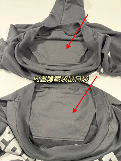 꼬부기 / 발렌시아가 후드티 ,  B24fw흑실버테이프프린트누비후드/3D입체컷팅/히든포켓