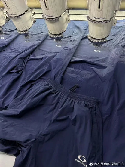 꼬부기 / 발렌시아가 팬츠 , 24Loop네이비나일론배기트레이닝팬츠