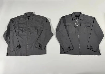 꼬부기 / 프라다 그레이 점퍼 자켓 , 24ss그레이점퍼점퍼/신상그린순정배지