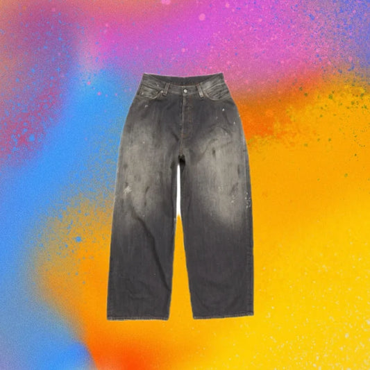 꼬부기 / 아크네스튜디오 청바지 , 2023M핏다크그레이/배기핏/핸드메이드잉크뿌리기