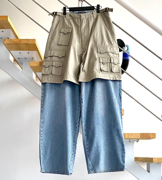 계단집/발렌시아가 남성 멀티포켓 조립 청바지