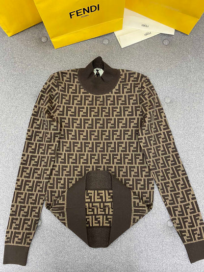 TJ셀러/펜디 여성 갈색 니트 스웨터