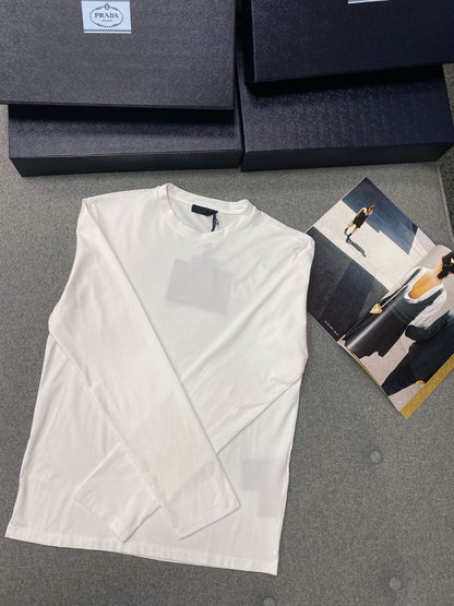 TJ셀러/프라다 남성 스판 면 자수 긴팔 티셔츠