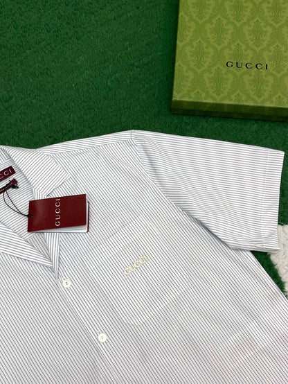 R공장/구찌 남성 스트라이프 면 반팔 셔츠