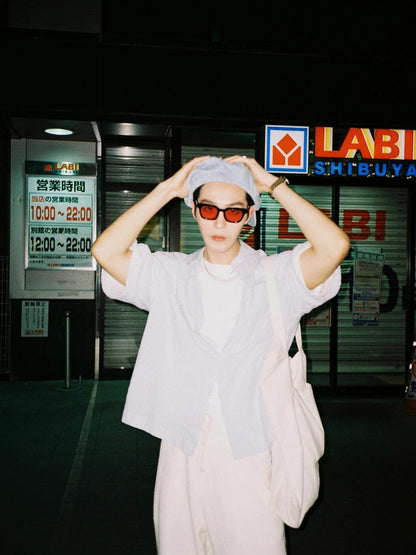 R공장/구찌 남성 스트라이프 면 반팔 셔츠