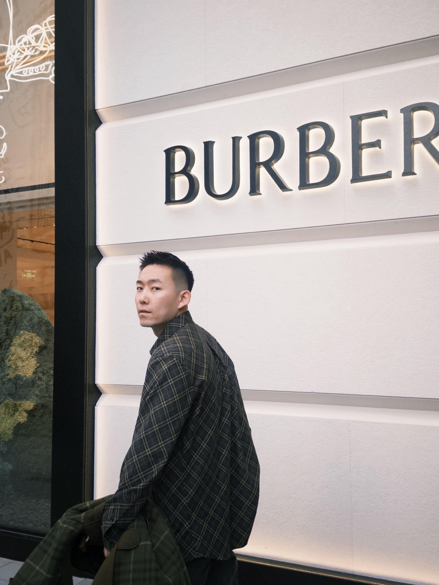 R공장/버버리 남성 체크 면 셔츠