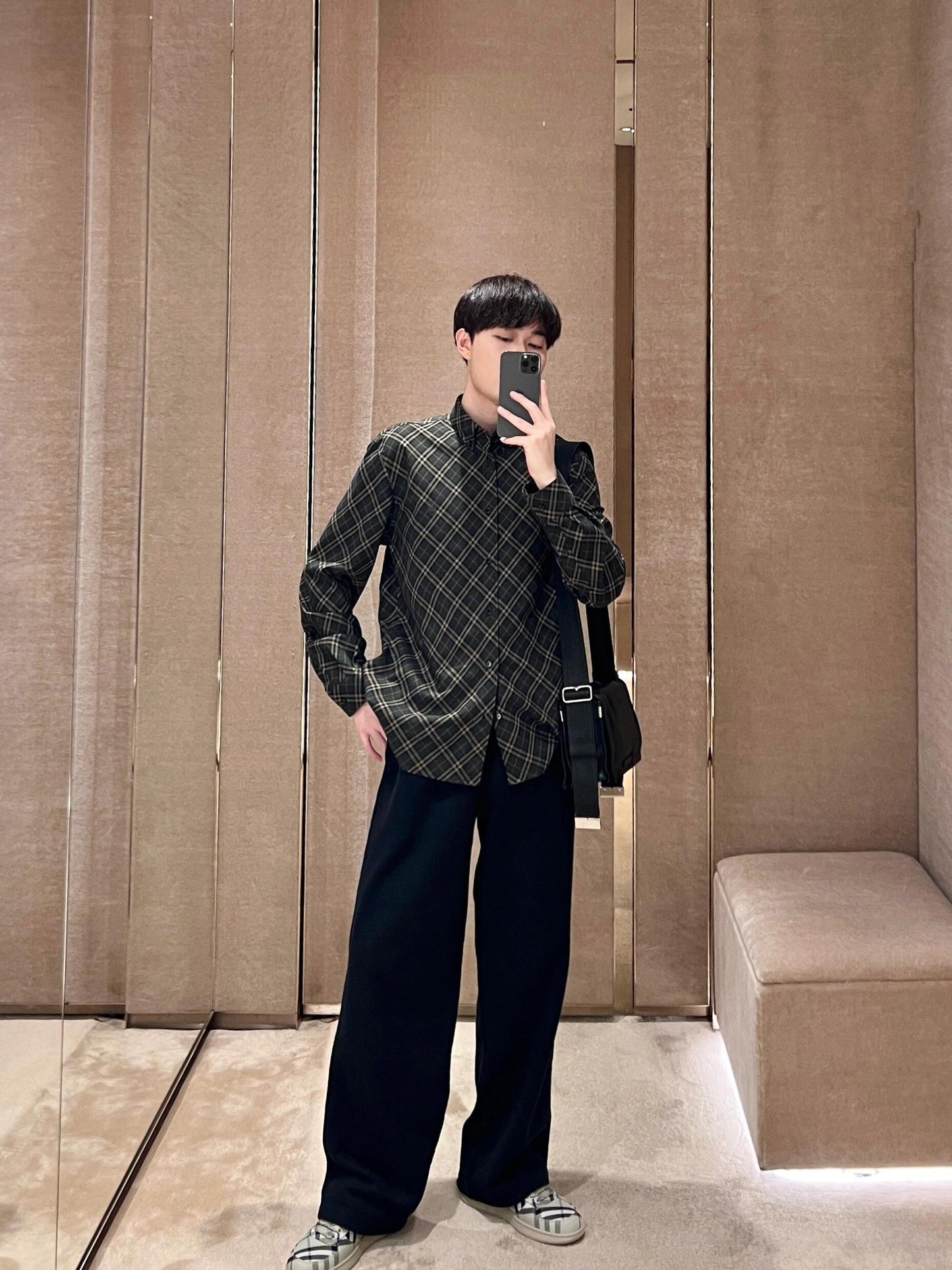 R공장/버버리 남성 체크 면 셔츠