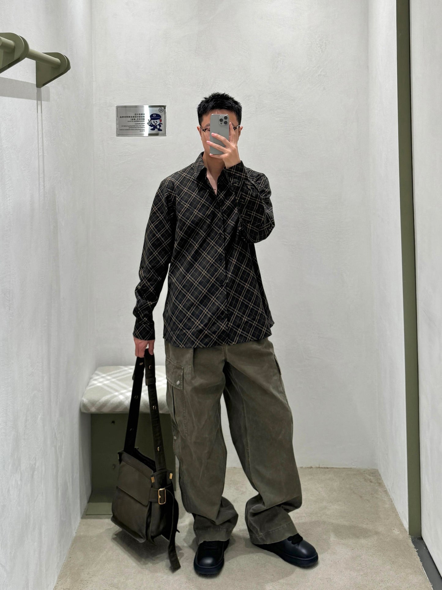 R공장/버버리 남성 체크 면 셔츠