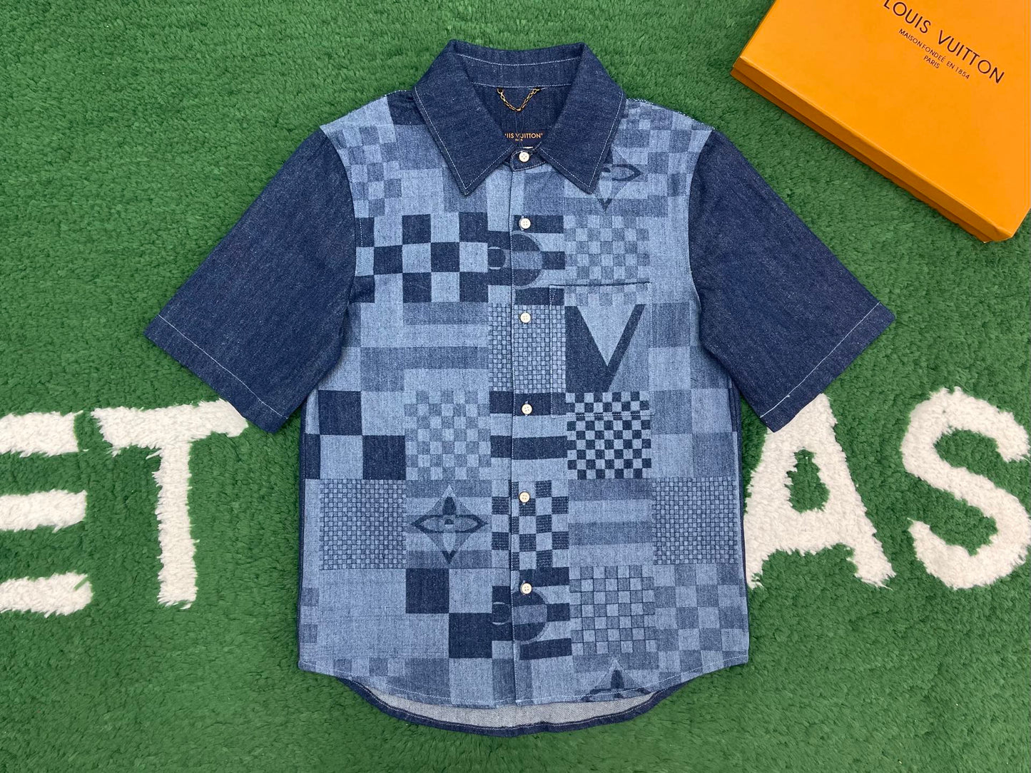 R공장/루이비통 남성 반팔 데님 셔츠