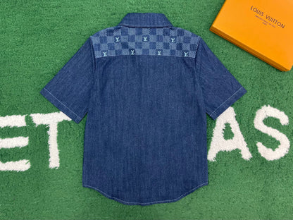 R공장/루이비통 남성 반팔 데님 셔츠