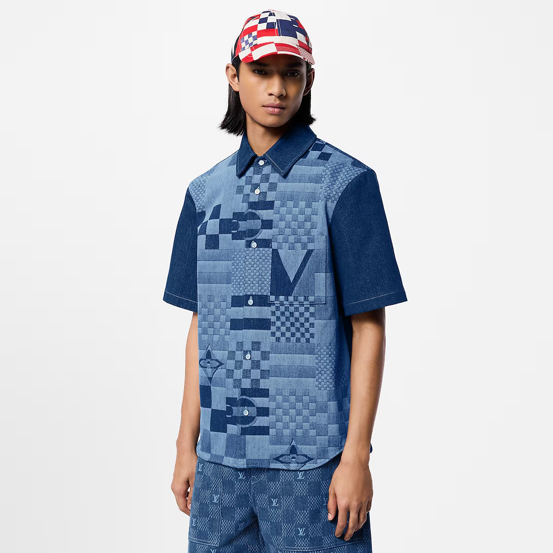 R공장/루이비통 남성 반팔 데님 셔츠