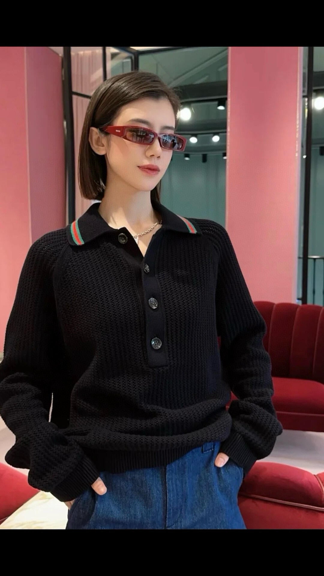 R공장/구찌 남성 니트 면 폴로 셔츠