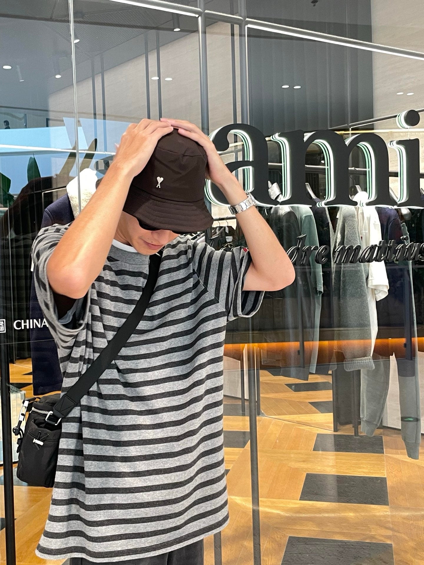 BVG / 아마니 남성 스트라이프 반팔 티셔츠