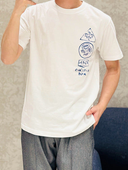 사슬 / 디올 남성 로고 반팔 라운드 티셔츠