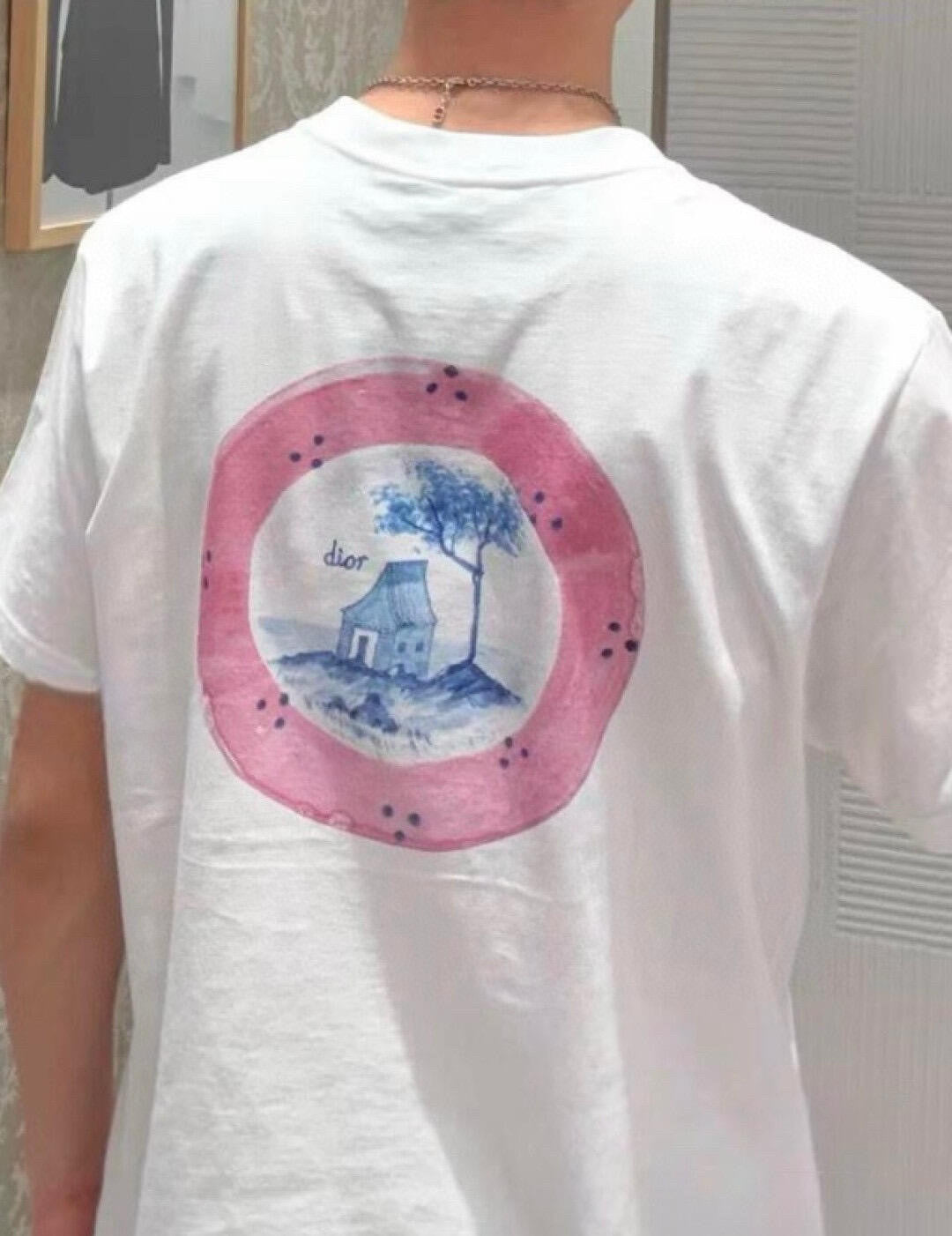 사슬 / 디올 남성 로고 반팔 라운드 티셔츠