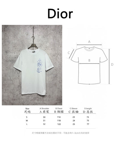 사슬 / 디올 남성 로고 반팔 라운드 티셔츠