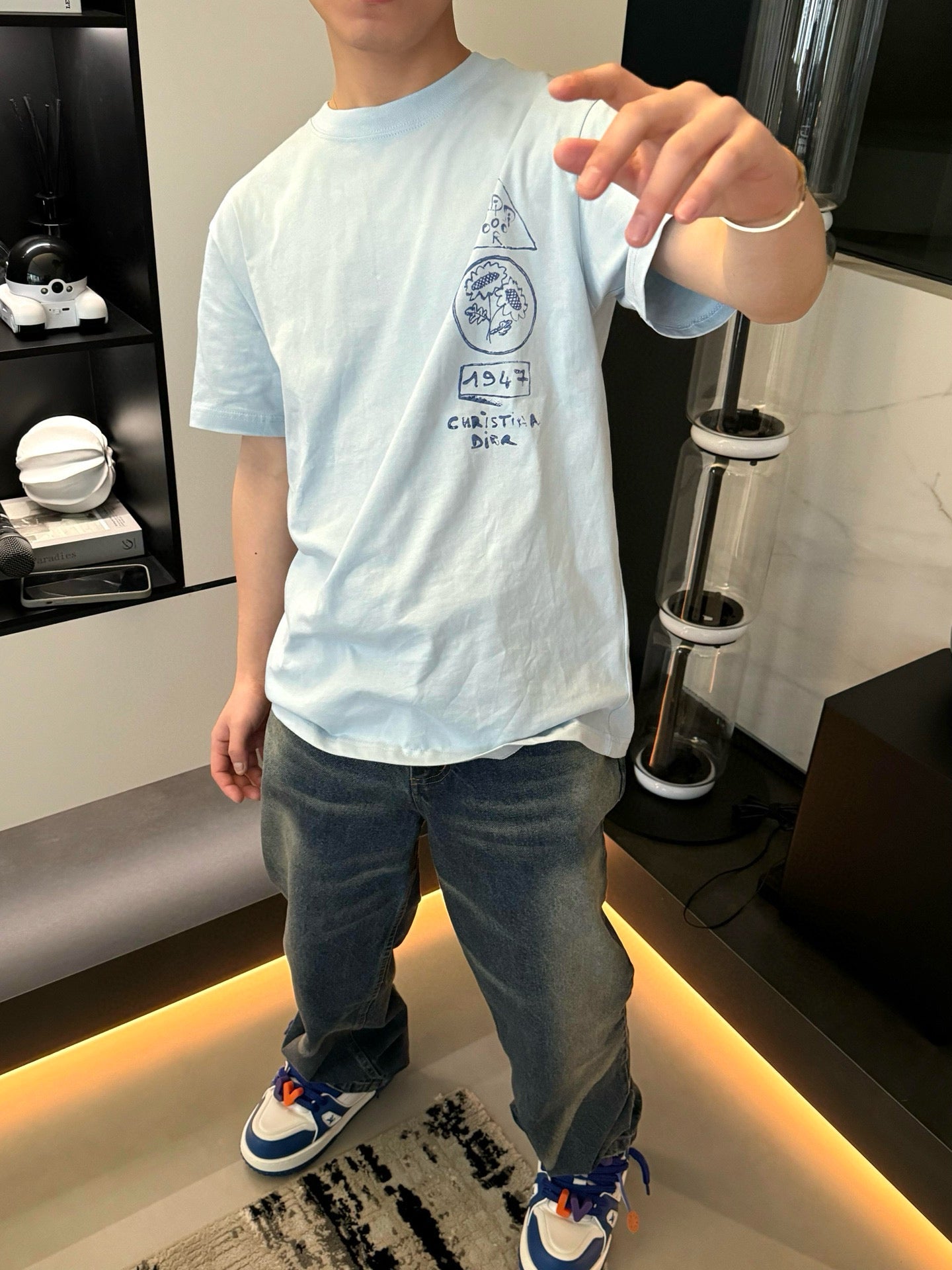 사슬 / 디올 남성 라운드넥 반팔 티셔츠