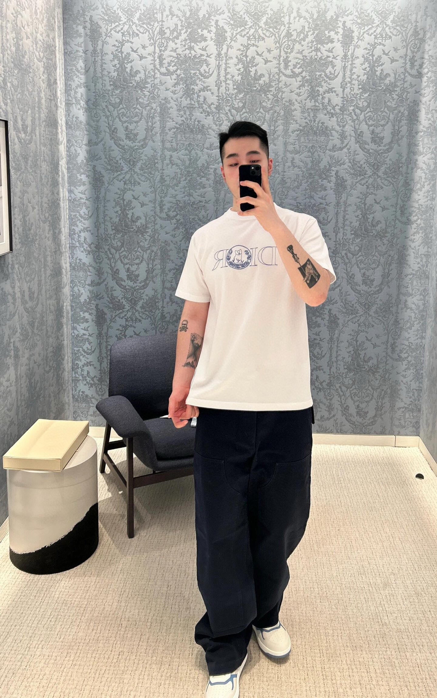 사슬 / 디올 남성 라운드넥 반팔 티셔츠