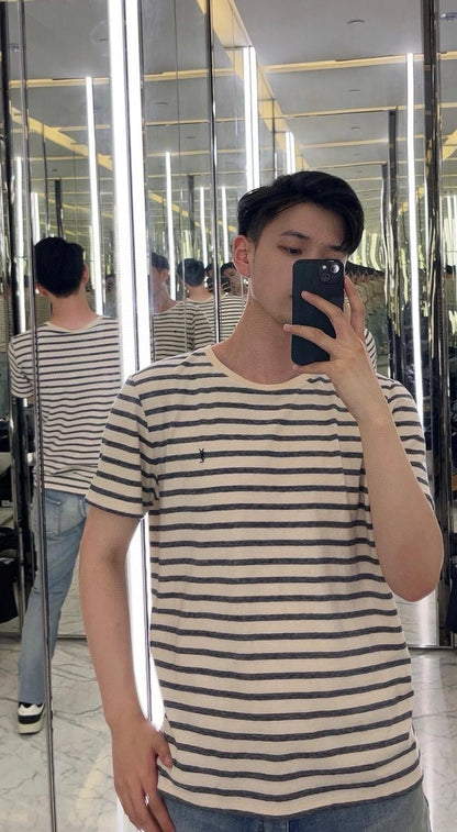 사슬 / 입생로랑 여성 스트라이프 라운드넥 반팔 티셔츠