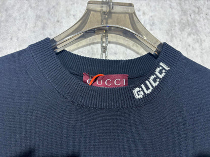 사슬 / 구찌 남성 여성 니트 라운드넥 반팔 티셔츠 네이비