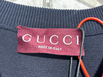 사슬 / 구찌 남성 여성 니트 라운드넥 반팔 티셔츠 네이비