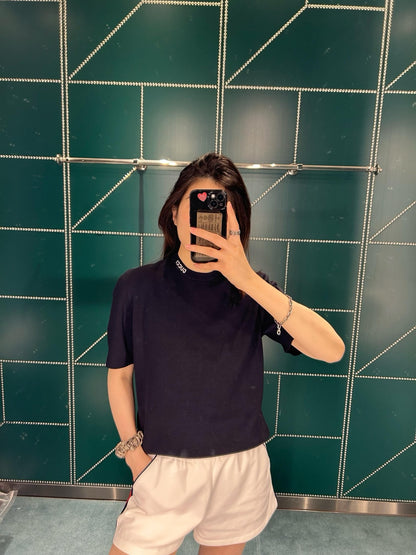 사슬 / 구찌 남성 여성 니트 라운드넥 반팔 티셔츠 네이비