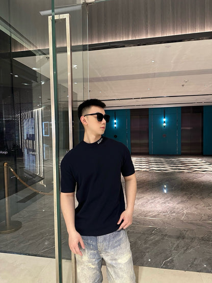 사슬 / 구찌 남성 여성 니트 라운드넥 반팔 티셔츠 네이비