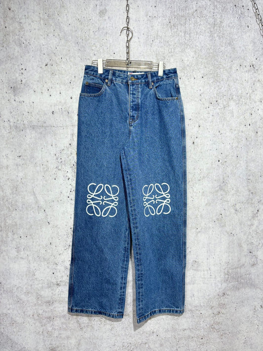 사슬 / 로에베 남성 여성 와이드 데님 팬츠