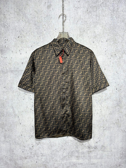 사슬 / 펜디 남성 여성 싱글 버클 반팔 셔츠