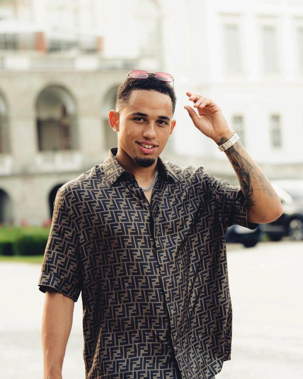 사슬 / 펜디 남성 여성 싱글 버클 반팔 셔츠