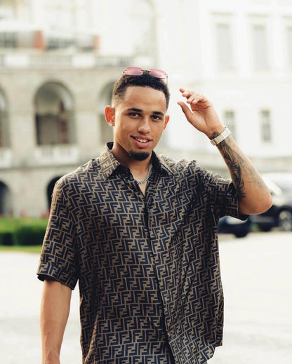 사슬 / 펜디 남성 여성 싱글 버클 반팔 셔츠