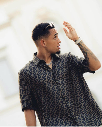 사슬 / 펜디 남성 여성 싱글 버클 반팔 셔츠