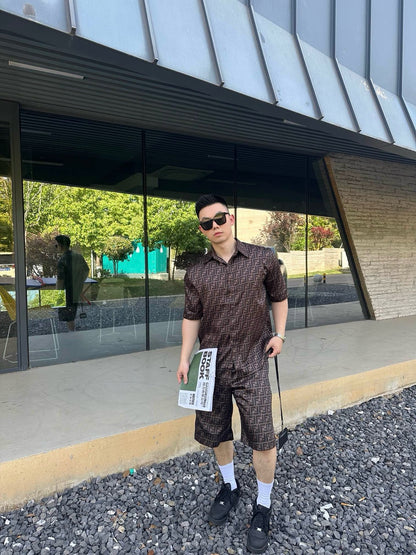 사슬 / 펜디 남성 여성 싱글 버클 반팔 셔츠