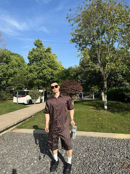 사슬 / 펜디 남성 여성 싱글 버클 반팔 셔츠