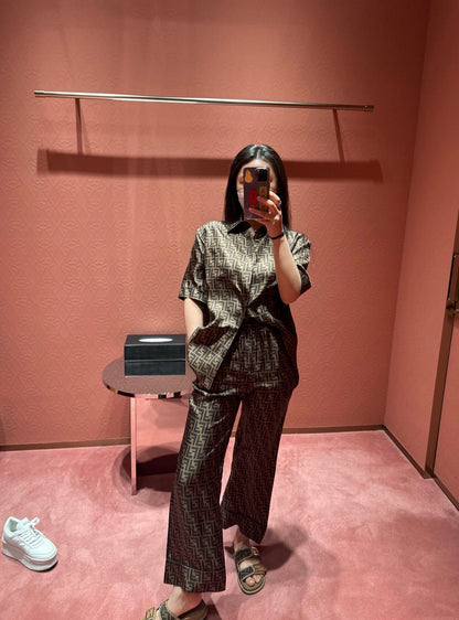 사슬 / 펜디 남성 여성 싱글 버클 반팔 셔츠