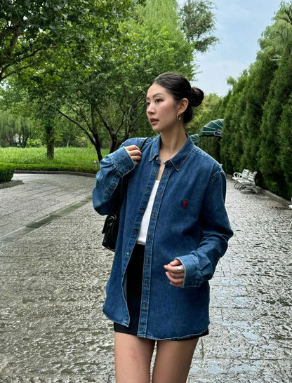 GTR / 아마니 남성 여성 데님 셔츠 자켓