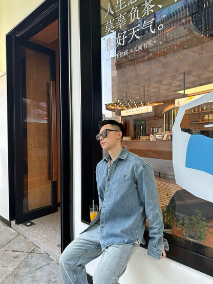 사슬 / 입생로랑 남성 여성 긴팔 데님 셔츠