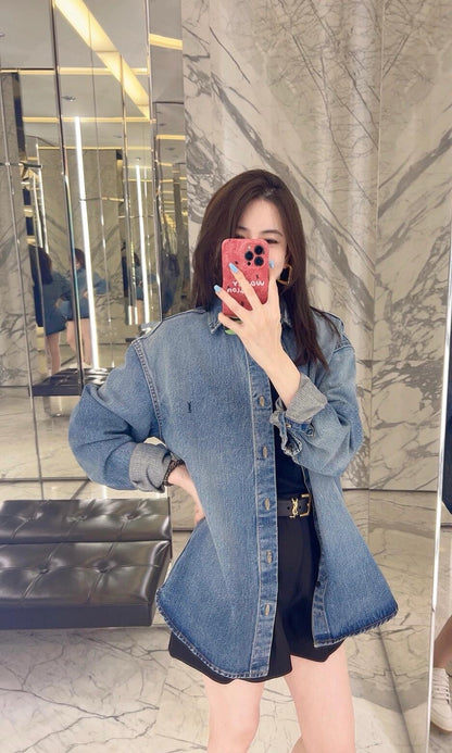 사슬 / 입생로랑 남성 여성 긴팔 데님 셔츠