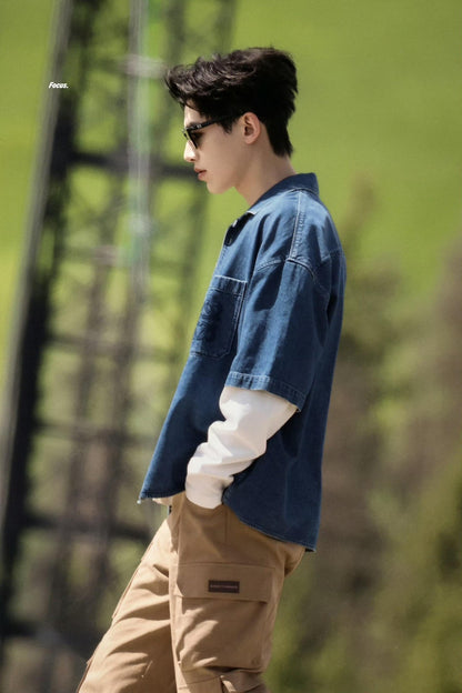 사슬 / 로에베 남성 데님 반팔 셔츠