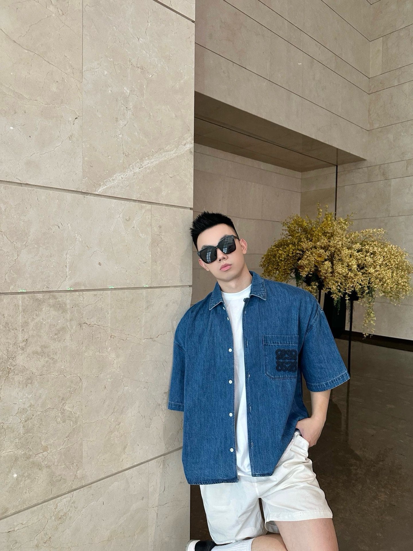 사슬 / 로에베 남성 데님 반팔 셔츠