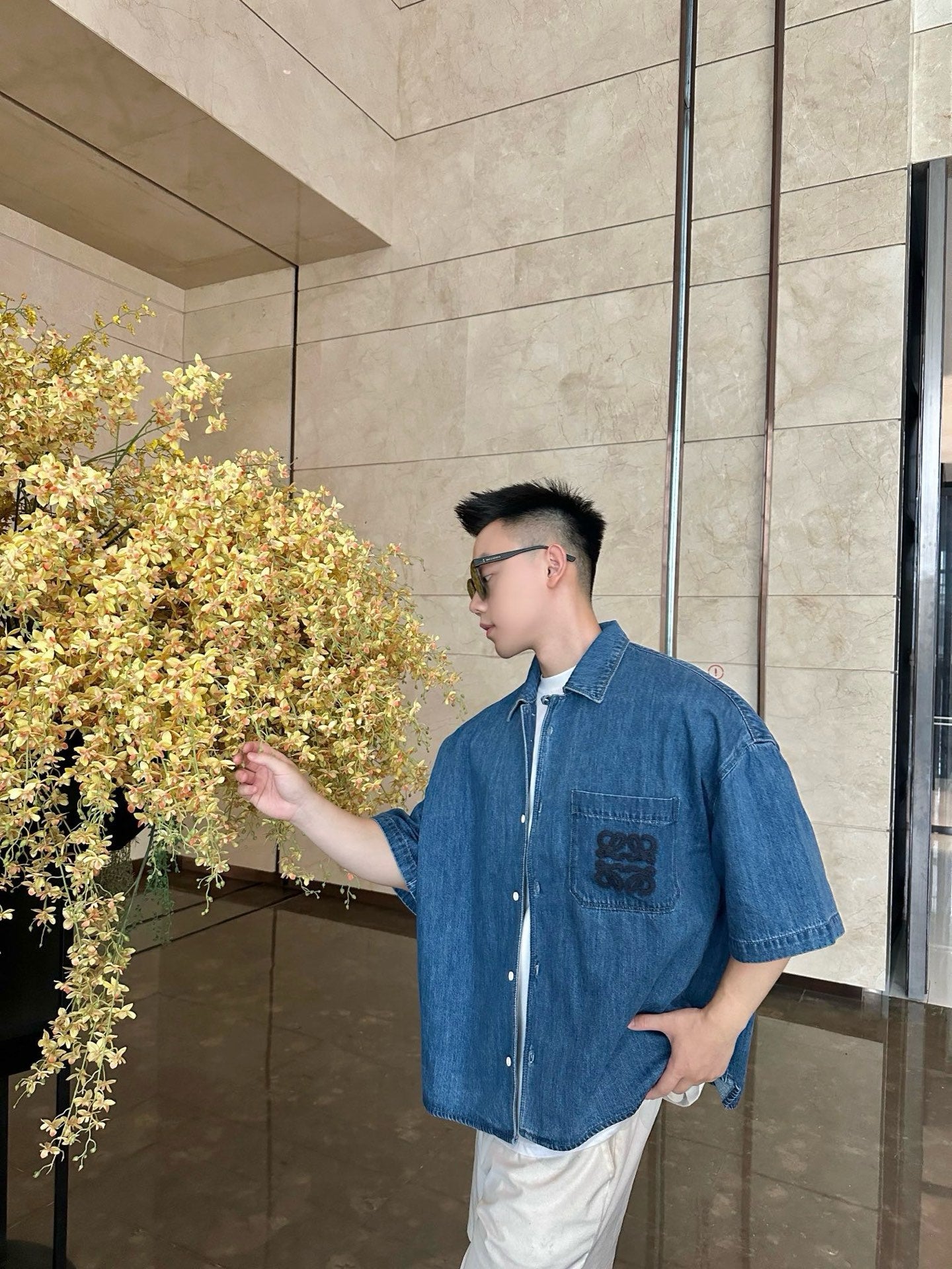 사슬 / 로에베 남성 데님 반팔 셔츠