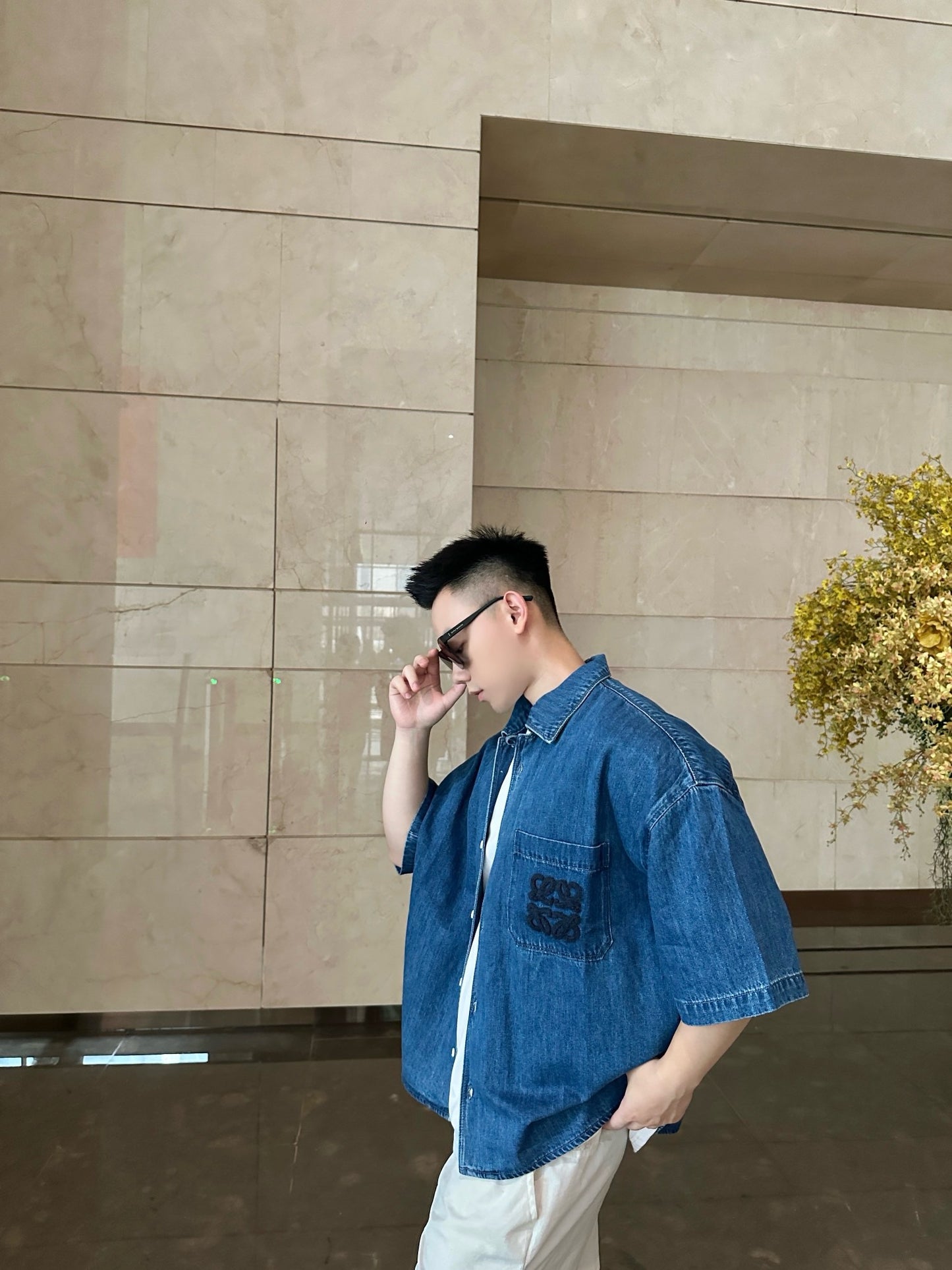 사슬 / 로에베 남성 데님 반팔 셔츠