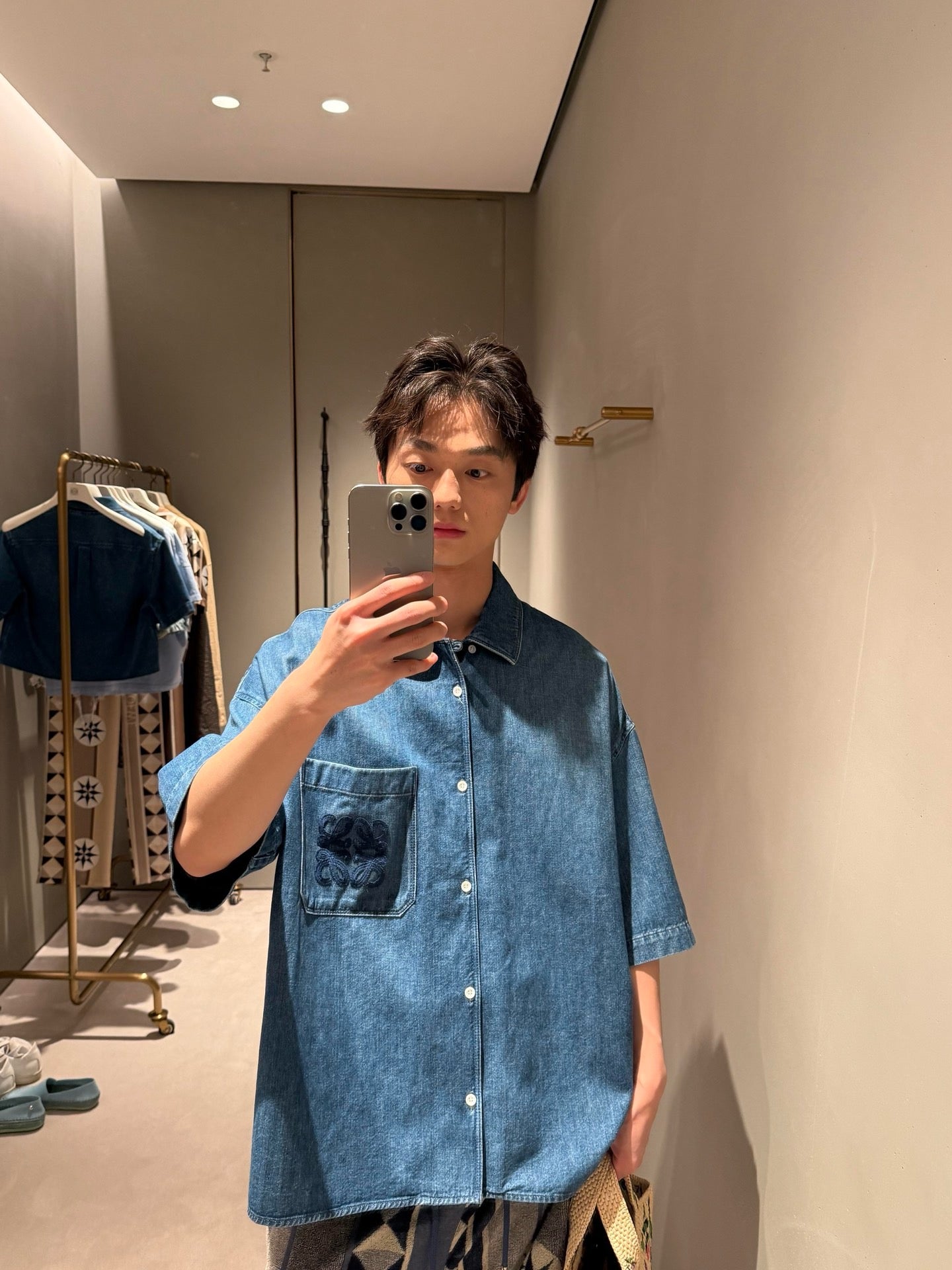 사슬 / 로에베 남성 데님 반팔 셔츠