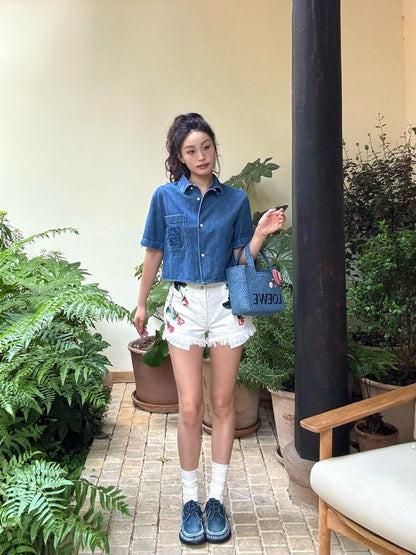 사슬 / 로에베 남성 데님 반팔 셔츠