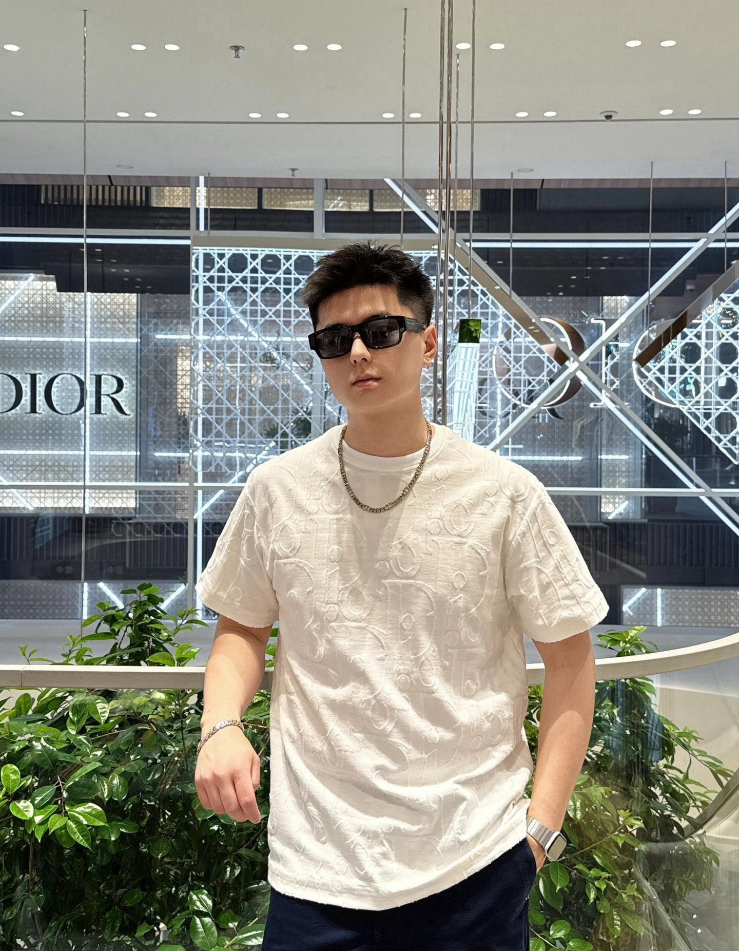 사슬 / 디올 남성 여성 반팔 티셔츠